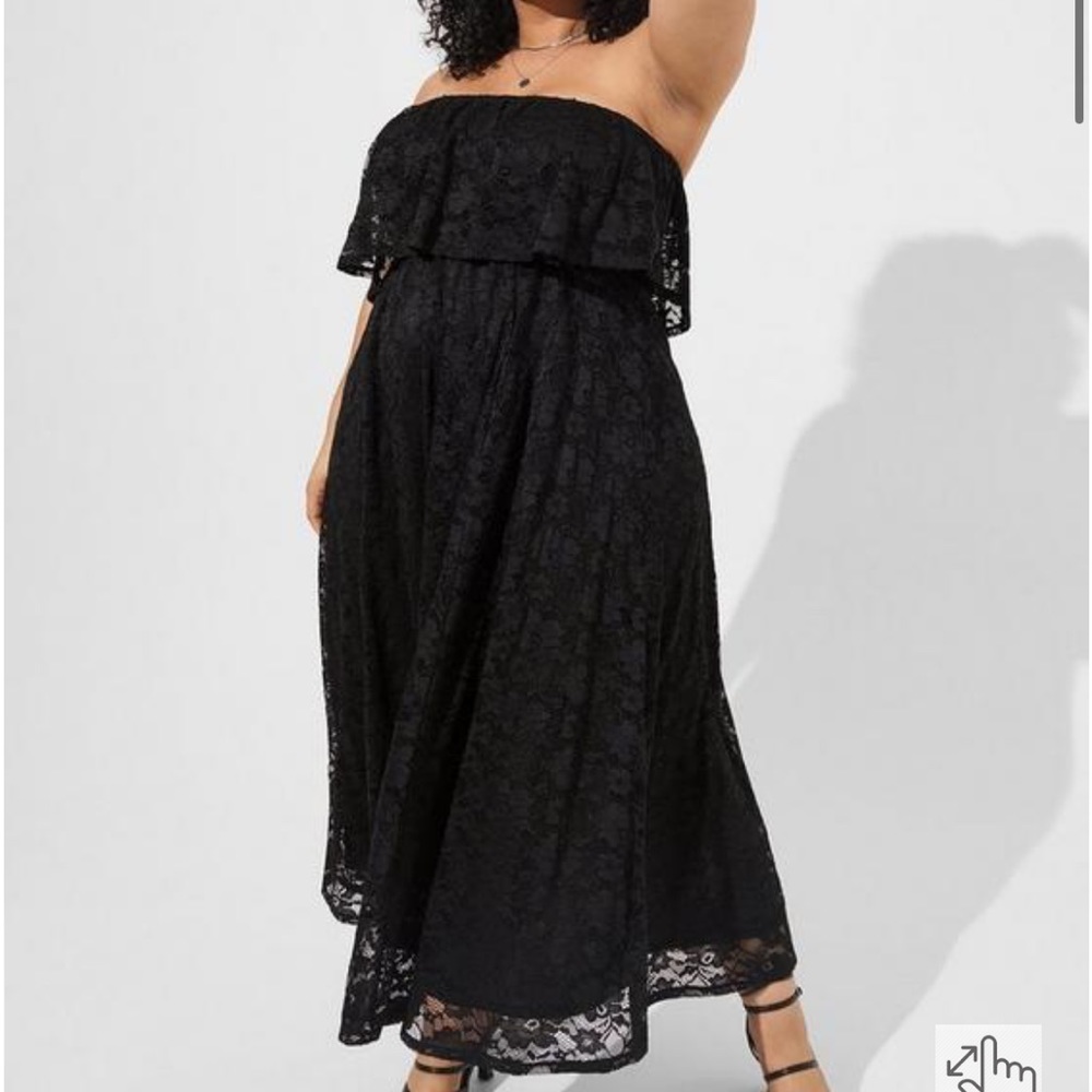 Torrid Maxi Lace Strapless Ruffle Dress
